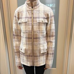 Rachel Zoe Cream and Purple Plaid Utility Jacket